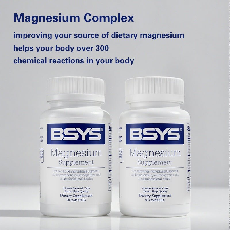BSYS Magnesium Supplements – Sleep, Muscle & Stress Support | 1/2/3 Bottles