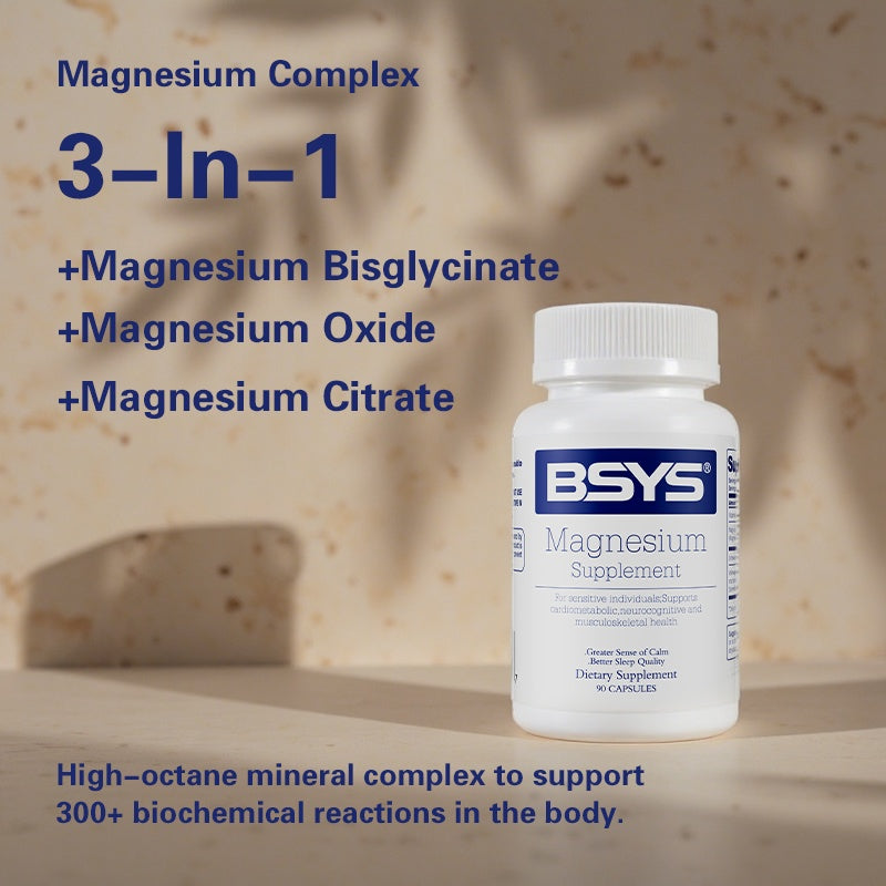 BSYS Magnesium Supplements – Sleep, Muscle & Stress Support | 1/2/3 Bottles