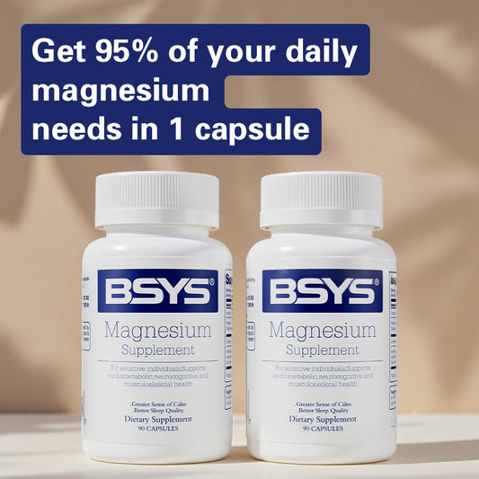 BSYS Magnesium Supplements – Sleep, Muscle & Stress Support | 1/2/3 Bottles