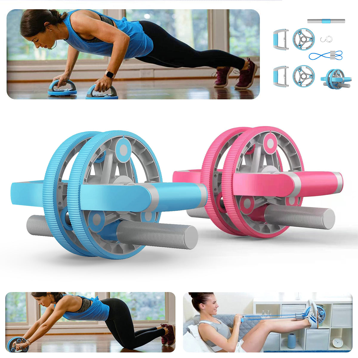 6-in-1 Ab Roller Home Workout Kit – Full Body Training System with Resistance Bands